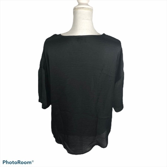 Asos High Los Black Blocked Sleeve Top Sz 8 - Picture 5 of 9